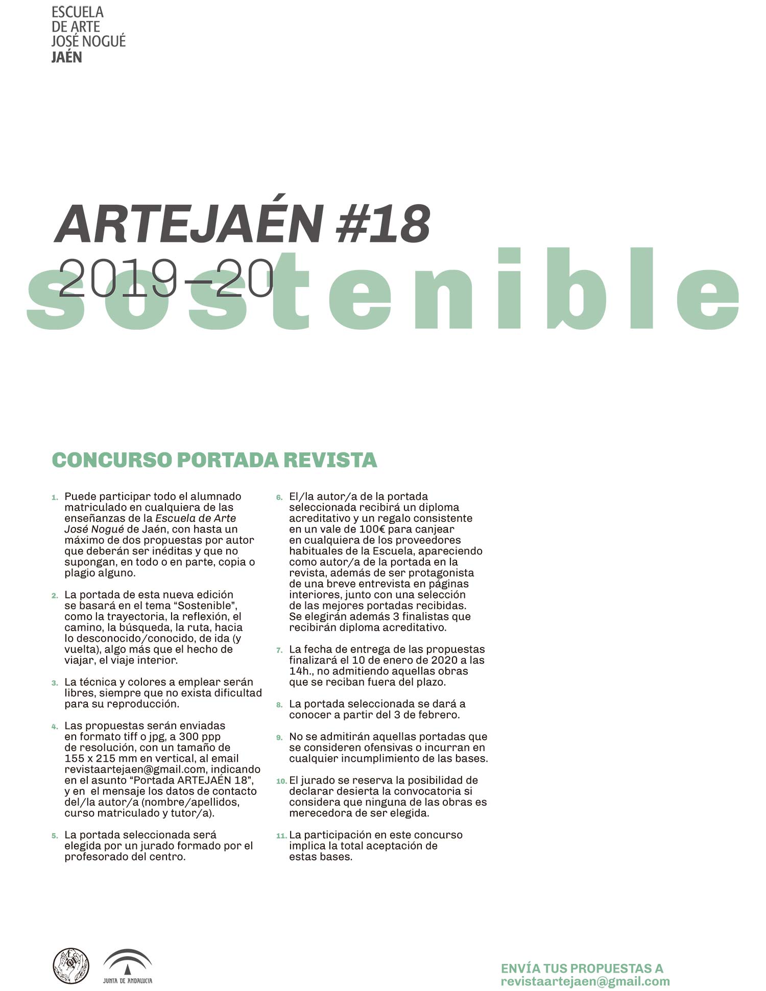Se ha convocado el concurso para la portada del número 18 de la revista  ARTEJAÉN. Consulta las bases aquí. - Escuela de Arte José Nogué